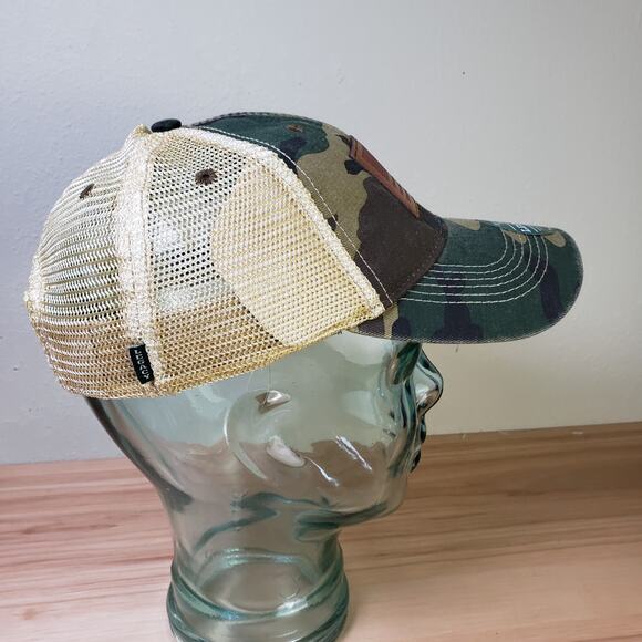 Legacy 92 Old Favorite Trucker Hat Green Camo Leather American Flag Patch New - Picture 3 of 8